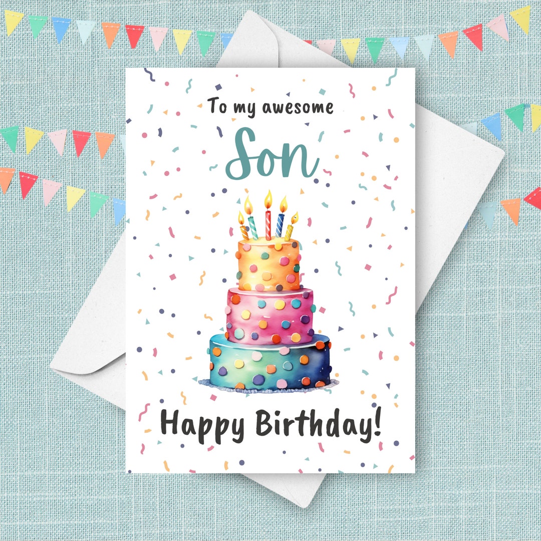 Birthday Card for Son, Happy Birthday Greeting Card From Mother or