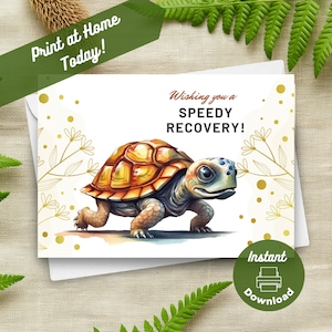Druckbare Karte, sofortiger digitaler Download Druck zu Hause Karte, Tortoise Rasse schnelle Genesung, Schildkröte Gute Besserung Karte