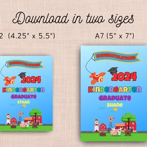 Printable Kindergarten Graduation Card, Print at Home Editable Template ...