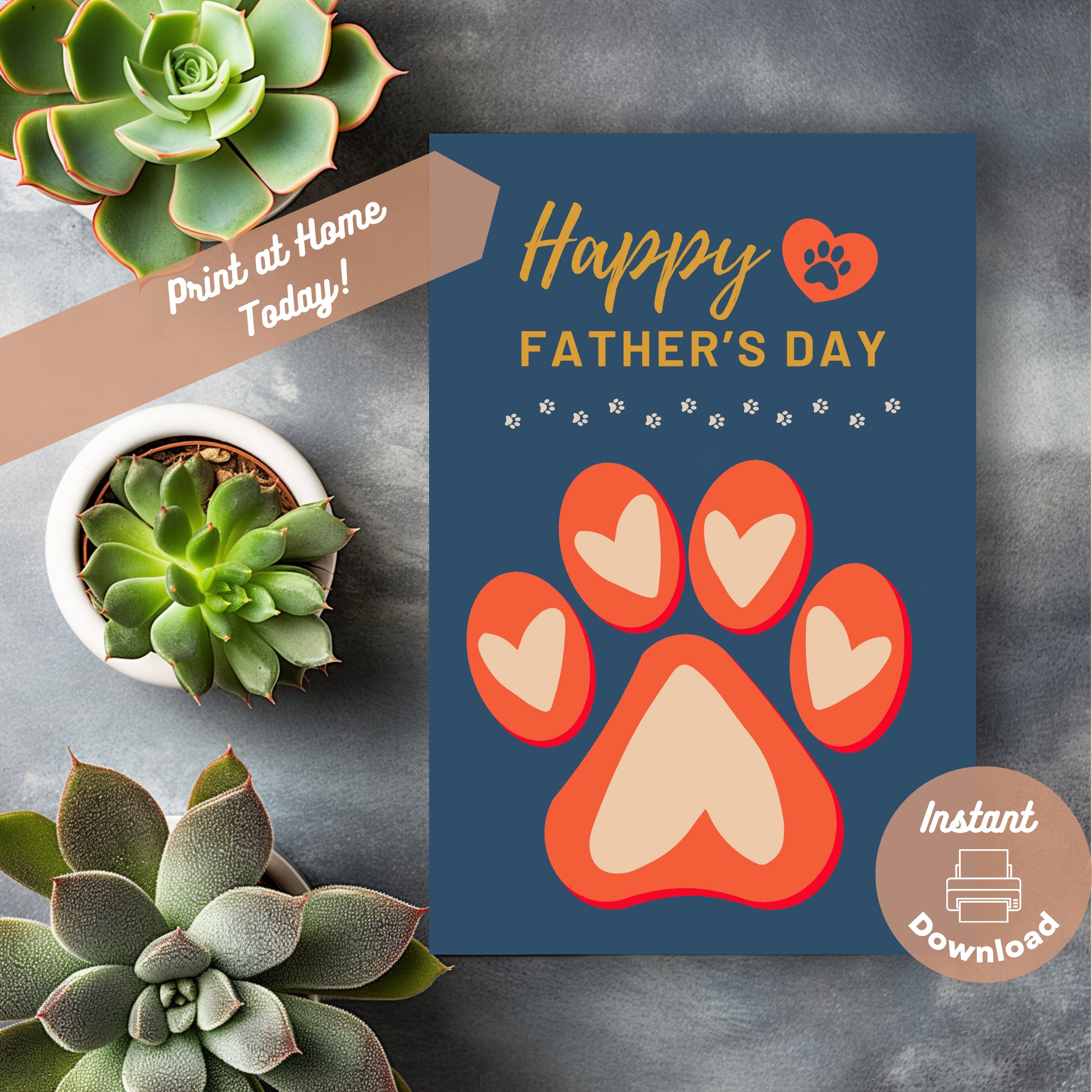 Printable Dog Dad Father's Day Card, Instant Download, Print at Home ...