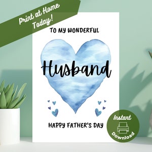 Afdrukbare Vaderdagkaart voor man, direct downloaden, kaart thuis afdrukken, voor mijn geweldige man Fijne vaderdag van vrouw