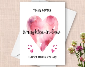 Tarjeta del Día de la Madre para mi Nuera, Tarjeta del Día de la Madre para mi Nuera, Tarjeta de Feliz Día de la Madre para mi Querida Nuera