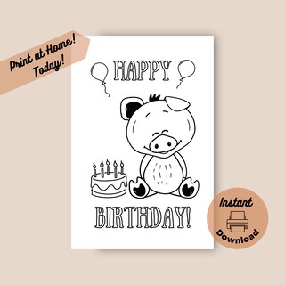 Biglietto Di Compleanno Con Maialino - 145x145 Mm, Carta 350 G/m² FSC, Con Busta Di Lusso, Ecologico