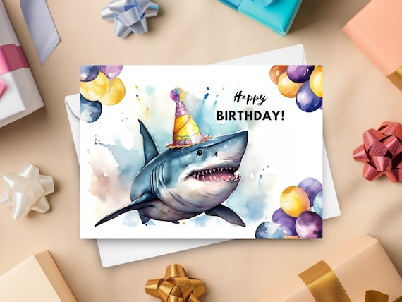 Shark Carta Da Imballaggio - 6 Fogli Di Bianco Regalo Con Sharks Palloncini E Cakes Compleanno Wraps Per Bambini Uomini Donne Natale Holiday Events Festa Del Bebè Ragazza Ragazzo Neutral Ce