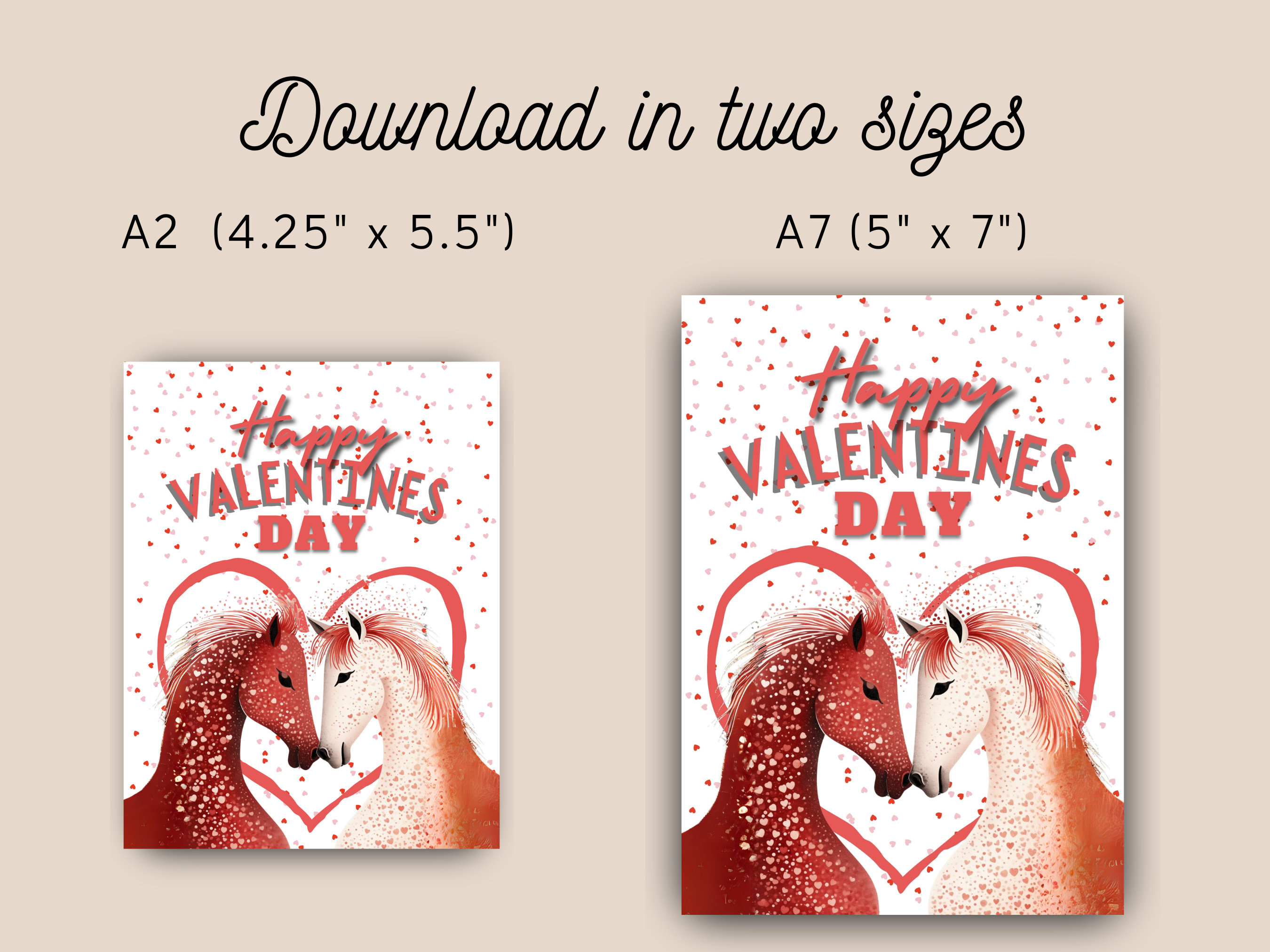 Printable Horse Valentine Card, Instant Download, Print at Home Card ...