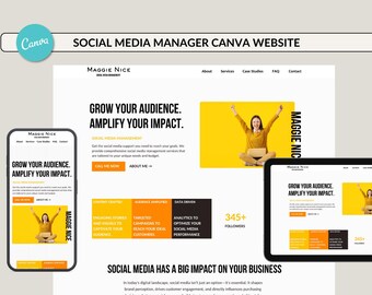 Social Media Leiter Canva Website-Vorlage, SMM Portfolio-Kunde - Landing Page, anpassbare bearbeitbare Website für Digital Marketing-Spezialisten