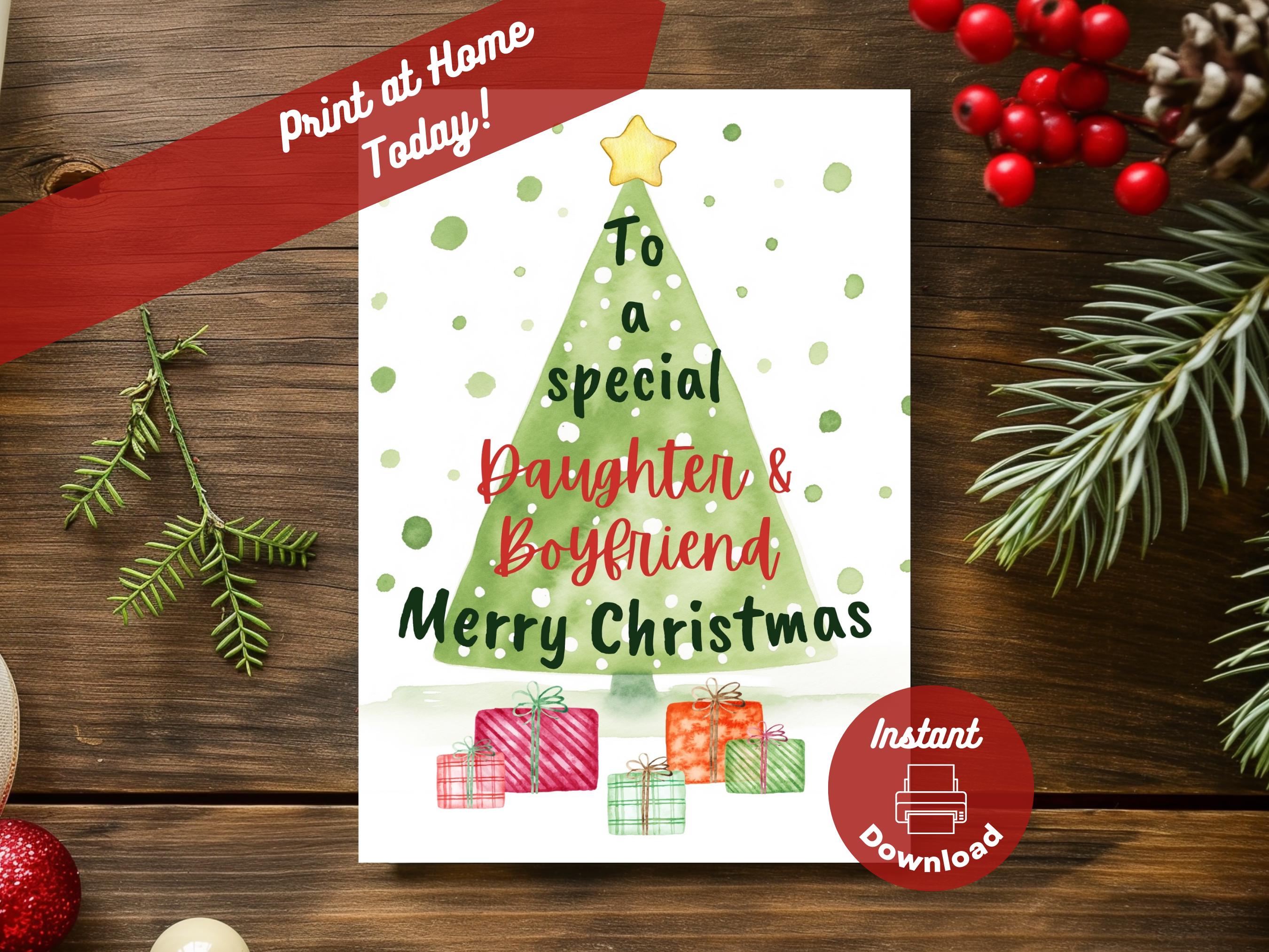 printable christmas card for daughter + boyfriend, instant digital
