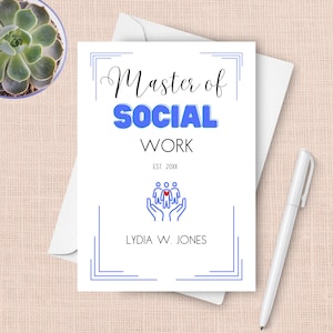 MSW Graduation Card, 2026 Personalized Congratulations Card For Master of Social Work,  College Degree License Exam Fieldwork Grad Congrats