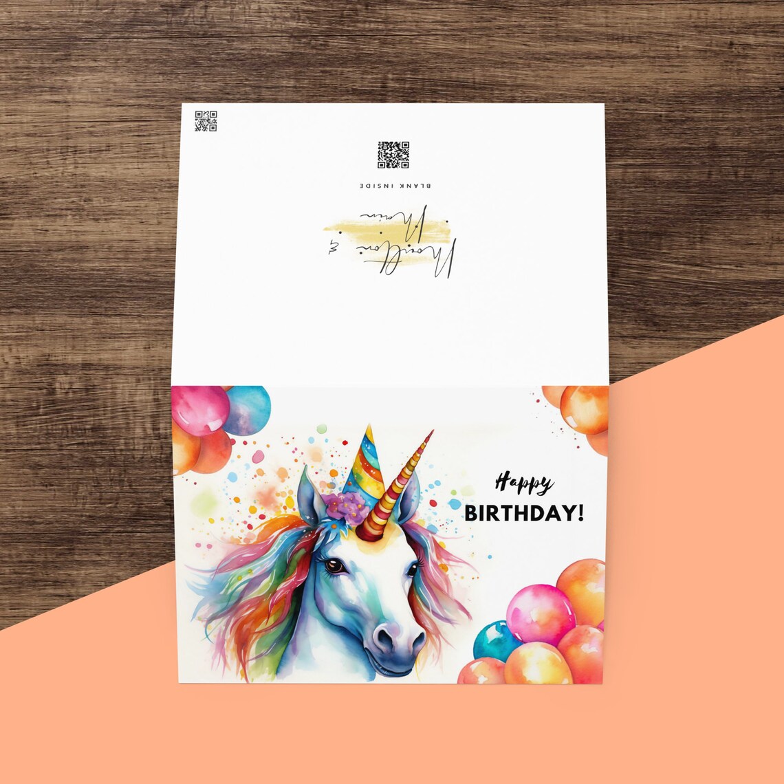 Rainbow Unicorn Birthday Card With Party Hat Unicorn Birthday - Etsy