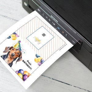 Printable Dachshund Birthday Card, Instant Download, Print at Home Card ...