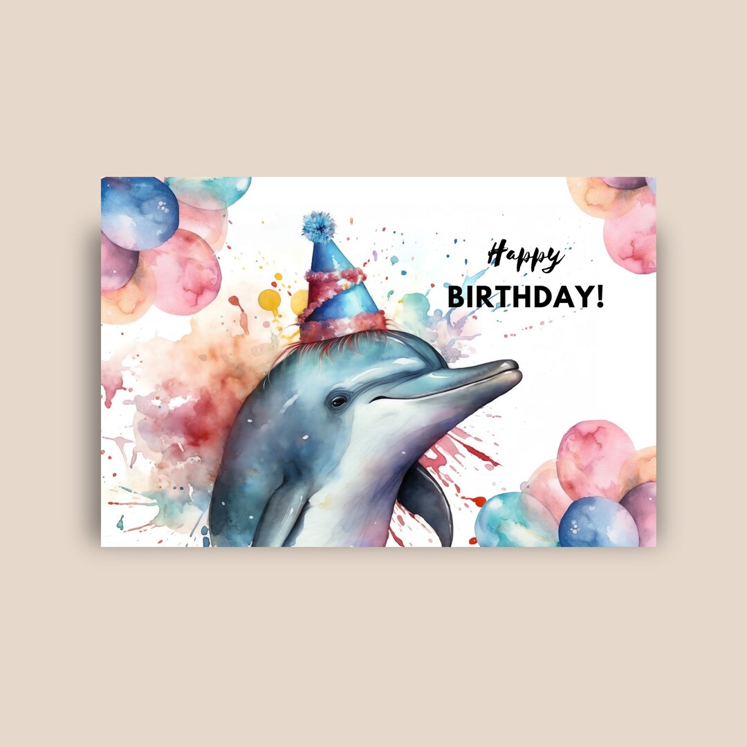 Delfin Geburtstagskarte Party Hut alles Gute zum Geburtstag Etsy.de