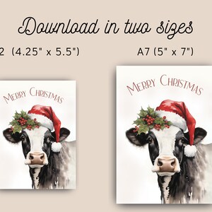 Printable Cow Christmas Card, Instant Digital Download Print at Home ...
