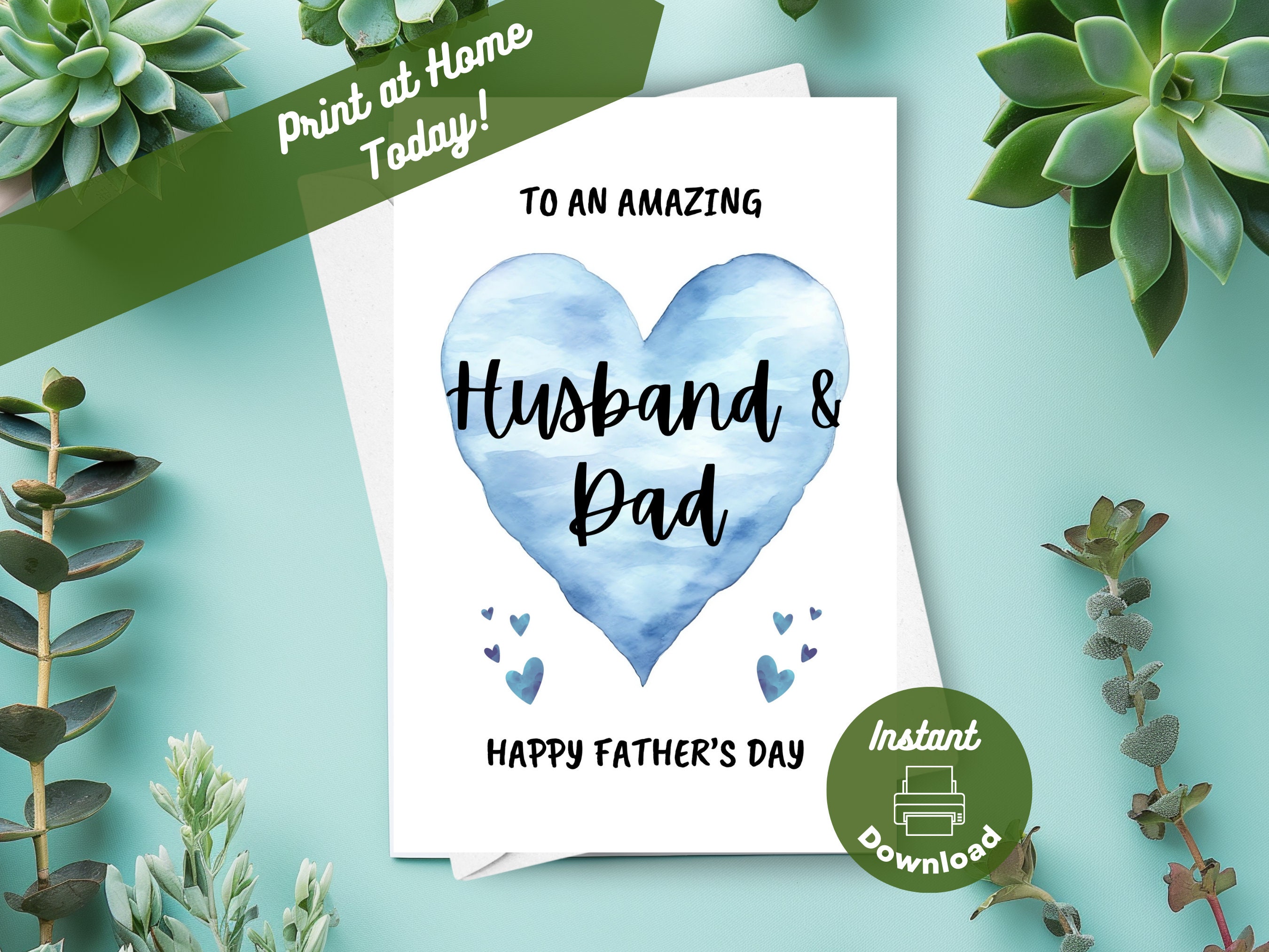 Printable Father’s Day Card for Husband and Dad, Instant Download ...