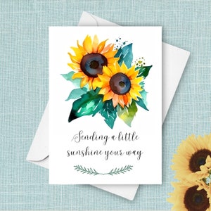 Sending You Sunshine Card, Sunflower Floral Design, Thinking Of You Card, Get Well Soon Card, Sympathy Card