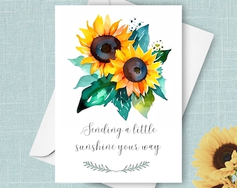 Sending You Sunshine Card, Sunflower Floral Design, Thinking Of You Card, Get Well Soon Card, Sympathy Card