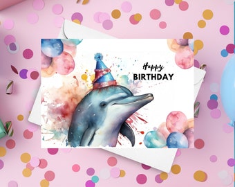 Biglietto Di Buon Compleanno Per Bambini Con Busta - Design Mare E Animali Marini (Pesci, Orca, Coralli) - Fatto In Europa