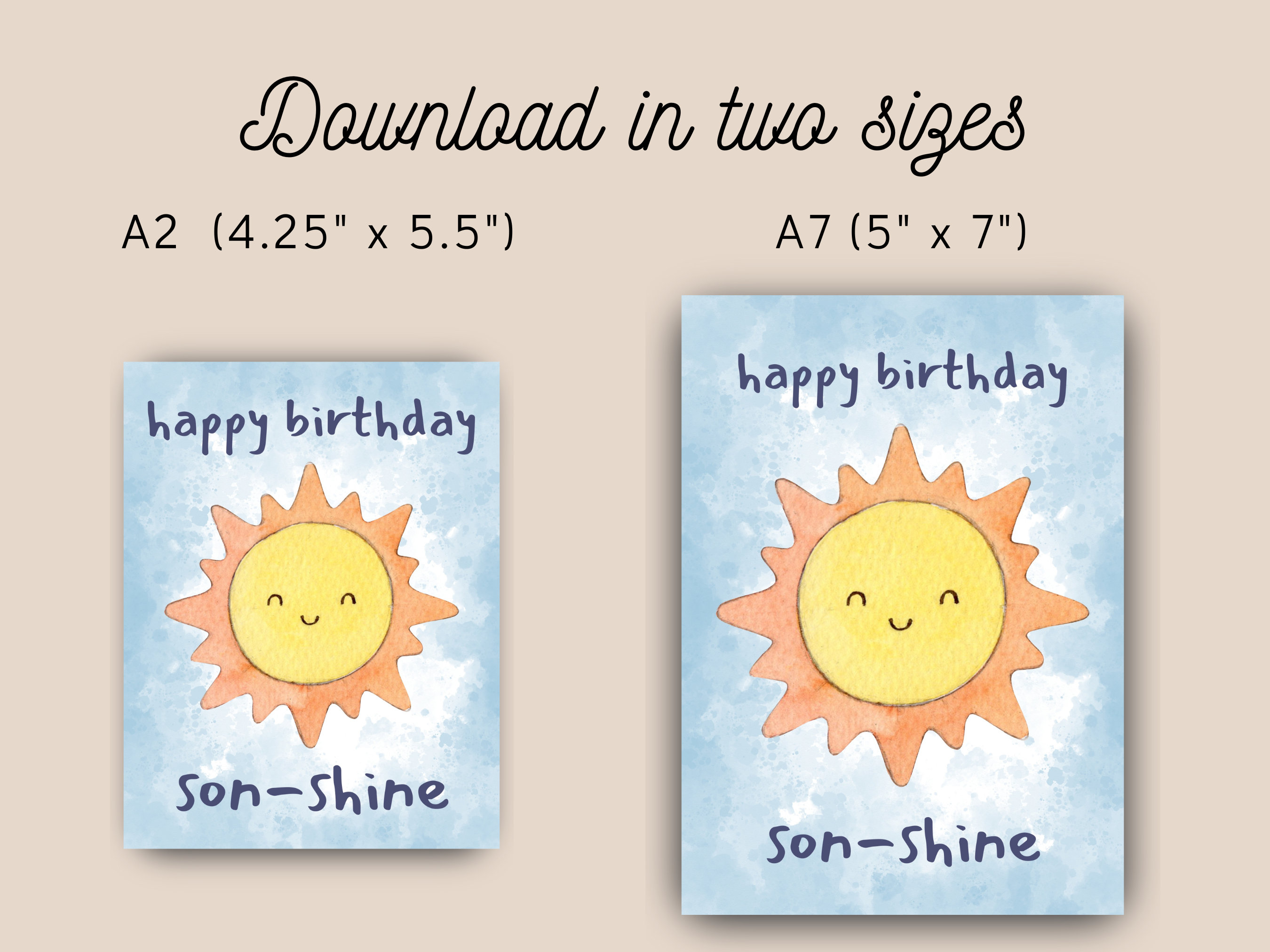 Printable Son Birthday Card, Instant Download, Print at Home Card ...