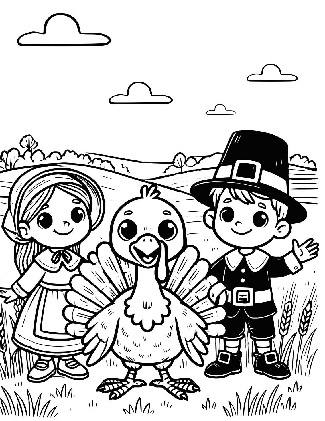 Printable Thanksgiving Coloring Pages Fun Fall Activities for Kids Etsy