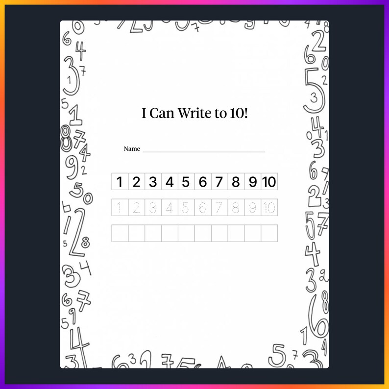 Number Border Writing Number Writing Worksheets for Prek Kindergarten 1st Grade | Printable ...