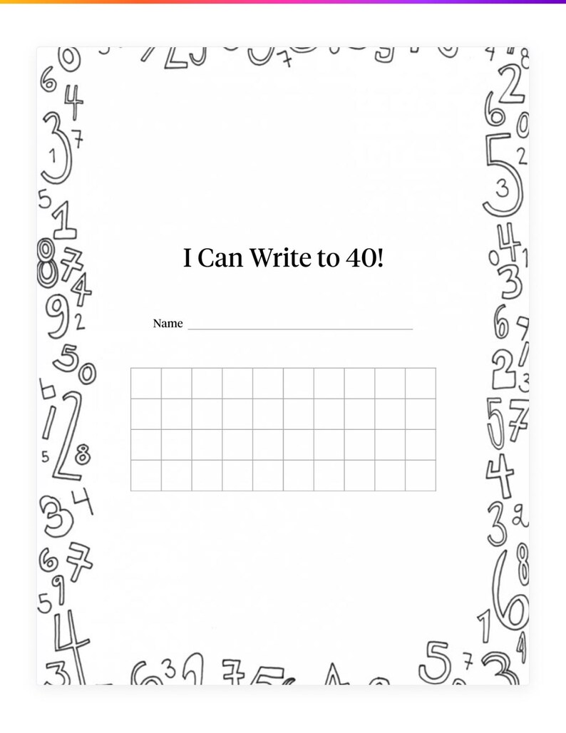 Number Border Writing Number Writing Worksheets for Prek Kindergarten 1st Grade | Printable ...