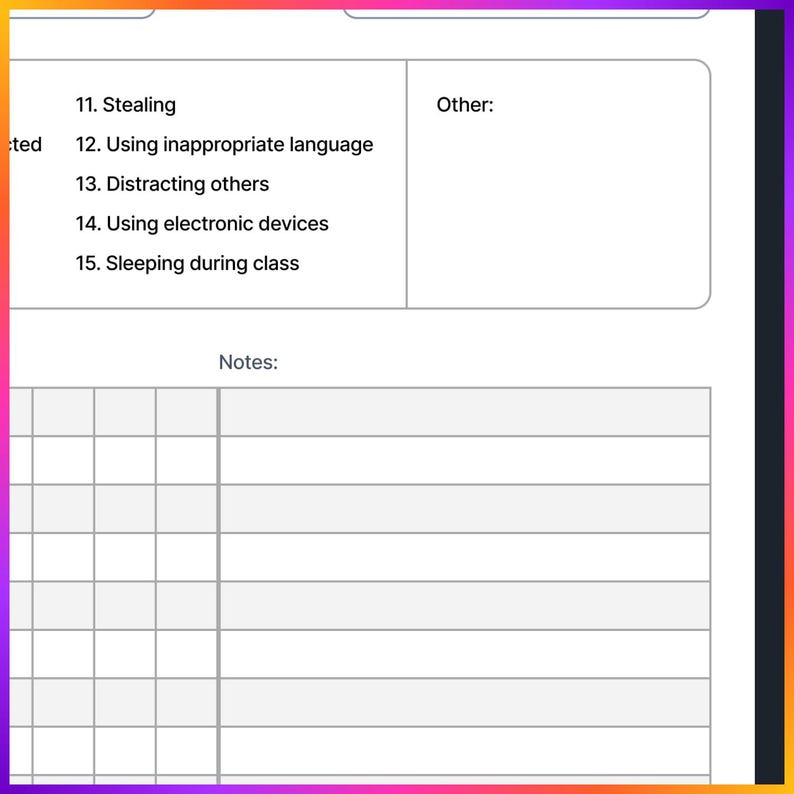 Behavior Documentation Log for Teachers | Printable Student Incident ...