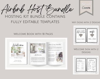 Airbnb Gastgeber Bundle | Ferienunterkunft Vorlage | Airbnb-Willkommensleitfaden | Air BNB Schilder | Vrbo Willkommensbuch | Airbnb Haus Handbuch | Hostien Schilder