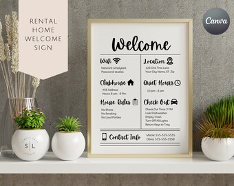 Willkommensschild für Airbnb | Urlaub zum Ausdrucken | Canva Template | Mietwohnung Willkommen | Airbnb Willkommensschild Vorlage | Vrbo WS08