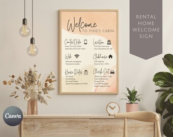 Willkommensschild für Airbnb | Urlaub zum Ausdrucken | Canva Template | Mietwohnung Willkommen | Airbnb Willkommensschild Vorlage | Boho Schild | WS10