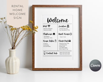 Willkommensschild für Airbnb | Urlaub zum Ausdrucken | Canva Template | Mietwohnung Willkommen | Airbnb Willkommensschild Vorlage | Vrbo WS07