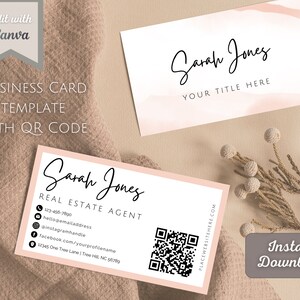 Business Card with QR Code | Business Card Editable Template | Real Estate Business Card | Lash Artist Business | Photographer Business BC12