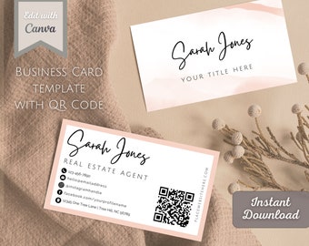 Visitenkarte mit QR Code | Visitenkarten bearbeitbare Vorlage | Visitenkarten | Lash Artist Business | Fotograf Business BC12
