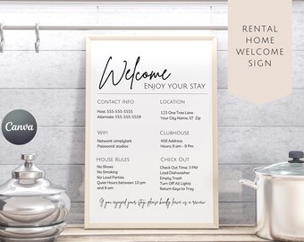 Willkommensschild | Airbnb Gastgeber | Urlaub zum Ausdrucken | Canva Template | Mietwohnung Willkommen | Airbnb Willkommensschild Vorlage | Vrbo WS05