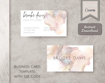 Boho Aquarell Visitenkarten Vorlage | Druckbar | Bearbeitbare Karte | DIY Visitenkarten | Sofort Download | Canva | Minimal Boho | BC14