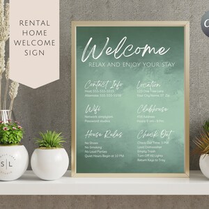 Welcome Sign for Airbnb | Vacation Rental Printable | Canva Template | Rental Home Welcome | Airbnb Welcome Sign Template | Sage Sign | WS11