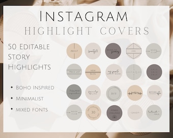 Instagram Highlight Cover | Ästhetische Neutrale Highlight-Knöpfe | Minimalistische Highlight Icons | Social Media Beiträge | Icons für Ig Stories