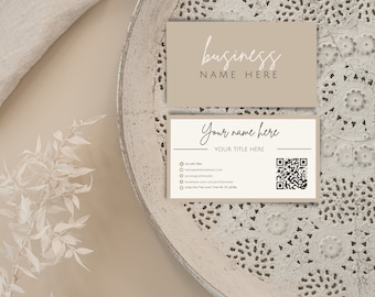 Visitenkarte Template mit QR Code | Visitenkarte bearbeitbare Vorlage | Boho-Stil | Grundbesitz-Karte | Fotograf Visitenkarte BC011