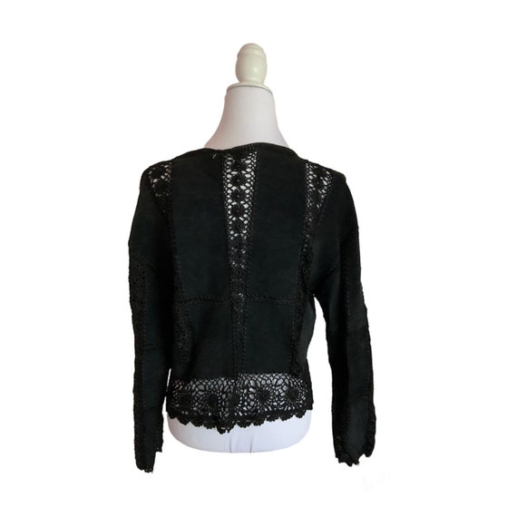 S. M. H. Cropped & Crochet vintage Black Leather … - image 3