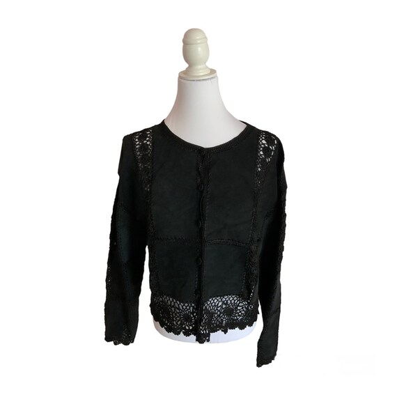 S. M. H. Cropped & Crochet vintage Black Leather … - image 4
