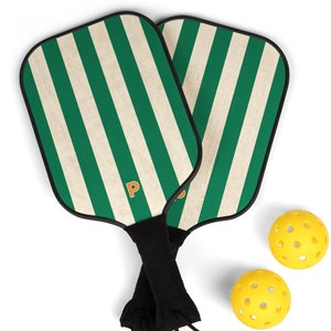 Juego de pickleball personalizado como regalo de boda, paleta de pickleball con inicial y monograma de rayas personalizada, regalo de raqueta para torneo de despedida de soltera