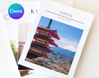 Travel Photo Book Magazine Template, Printable Adventure Journal Scrapbook, DIY Modern Coffee Table Memory Album, Digital Canva Download