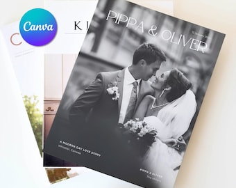 46+ Page Wedding Day Program Magazine, Timeline, Seating Chart, Menu, Couples Story, Editable Canva Template, DIY Printable eBook Download