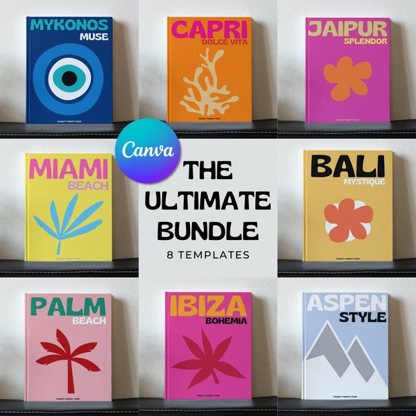 Designer Travel Photo Album Template Bundle, Decorative Custom Coffee Table Book, Printable Adventure Scrapbook, DIY Digital Canva Download