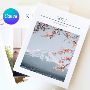 Annual Travel Photo Book Magazine Template, Printable Adventure Journal Scrapbook, Modern Coffee Table Memory Album, Digital Canva Download