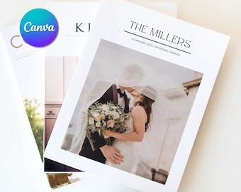 70+ Page Wedding Magazine Photo Album Template, Couples Story Scrapbook, Keepsake Coffee Table Photo Book, Printable Digital Canva Download