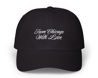 Personalized From City With Love Embroidered Dad Hat, Custom Destination Wedding Merch Ball Cap, Bachelorette Present Holiday Gift Bag Favor