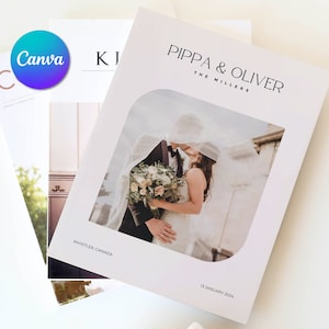 70+ Page Wedding Magazine Photo Album Template, Couples Story Scrapbook, Keepsake Coffee Table Photo Book, Printable Digital Canva Download