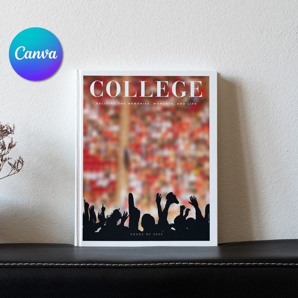 College Memory Book Template, Printable Graduation Coffee Table Photo Album, Customizable University Scrapbook, DIY Digital Canva Download