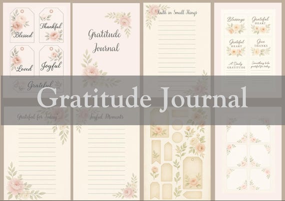 Minimalist Floral Gratitude Journal Printable | Daily Reflection Pages | Instant Download | Self-Care Journal | Mindfulness Practice