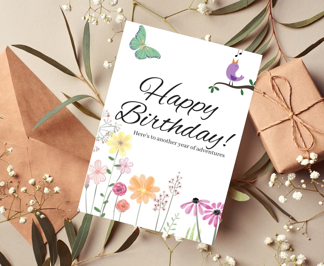 Singing Bird Happy Birthday Printable Card With Envelope Template ...