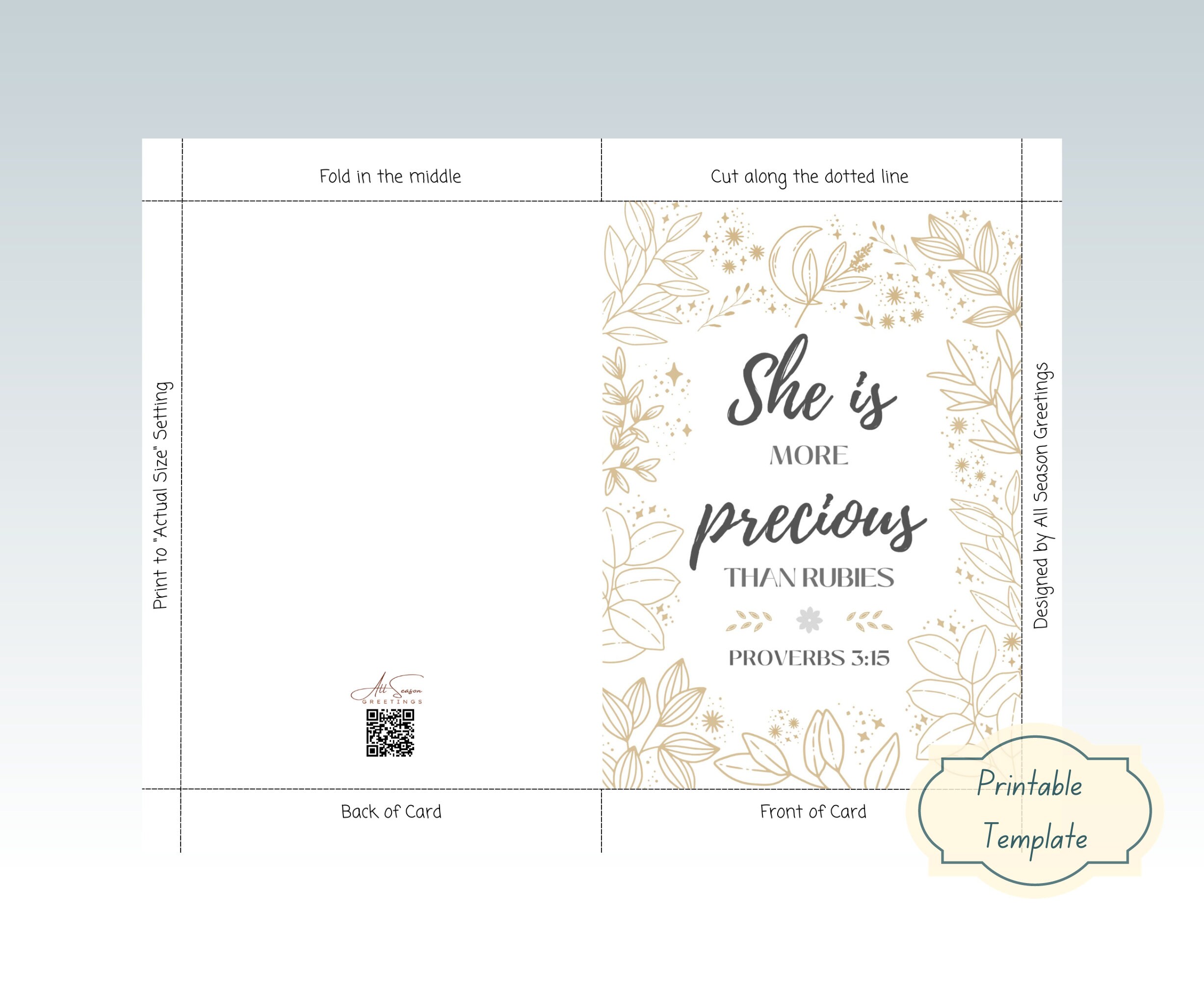 She is More Precious Than Rubies’ Proverbs 3:15. Printable Religious ...